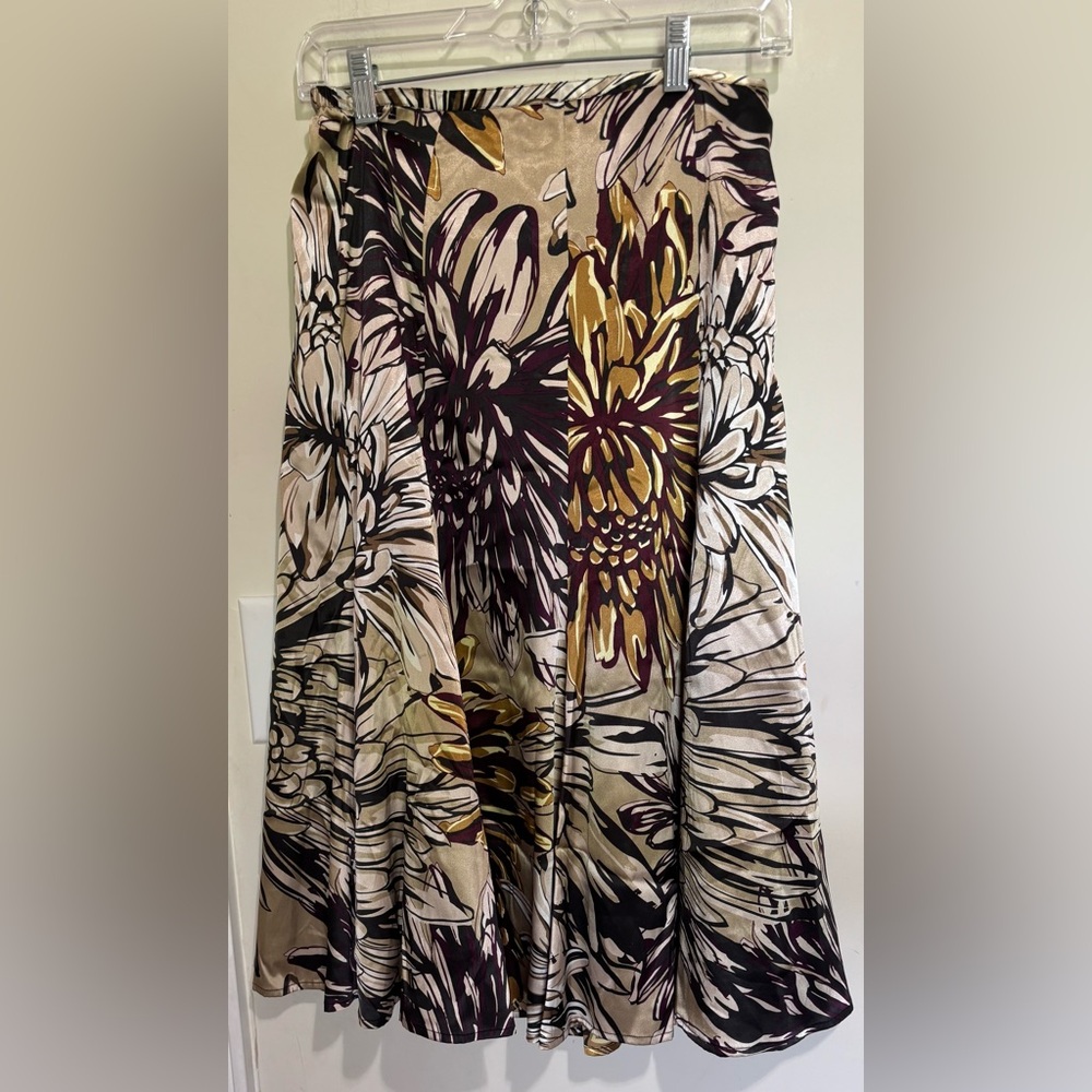 Chico's Black and Cream Floral Skirt